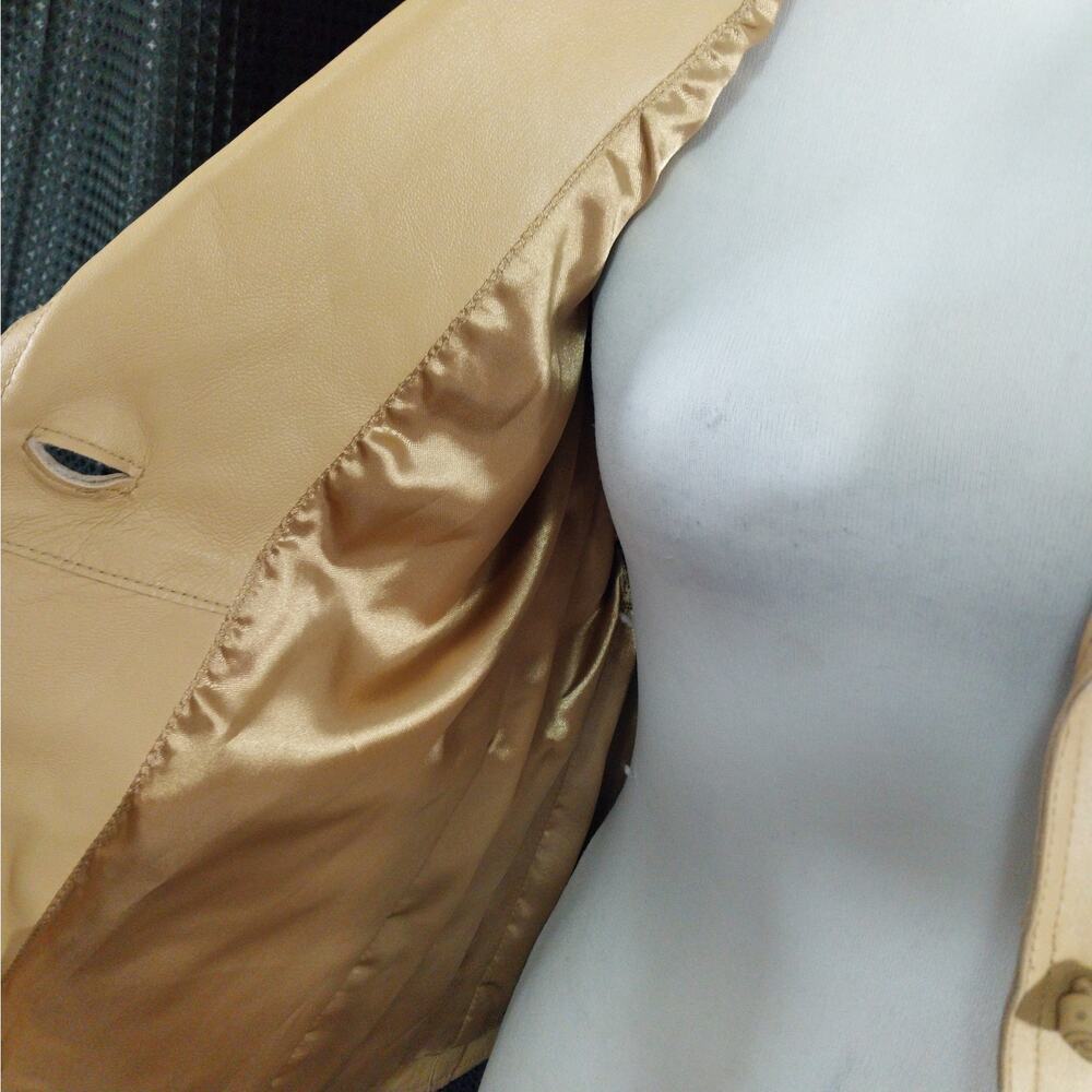 NWOT! PAMELA MCCOY! CAMEL TAN BEIGE GENUINE LEATHER KNOT DETAIL JACKET! SZ M - Picture 6 of 11